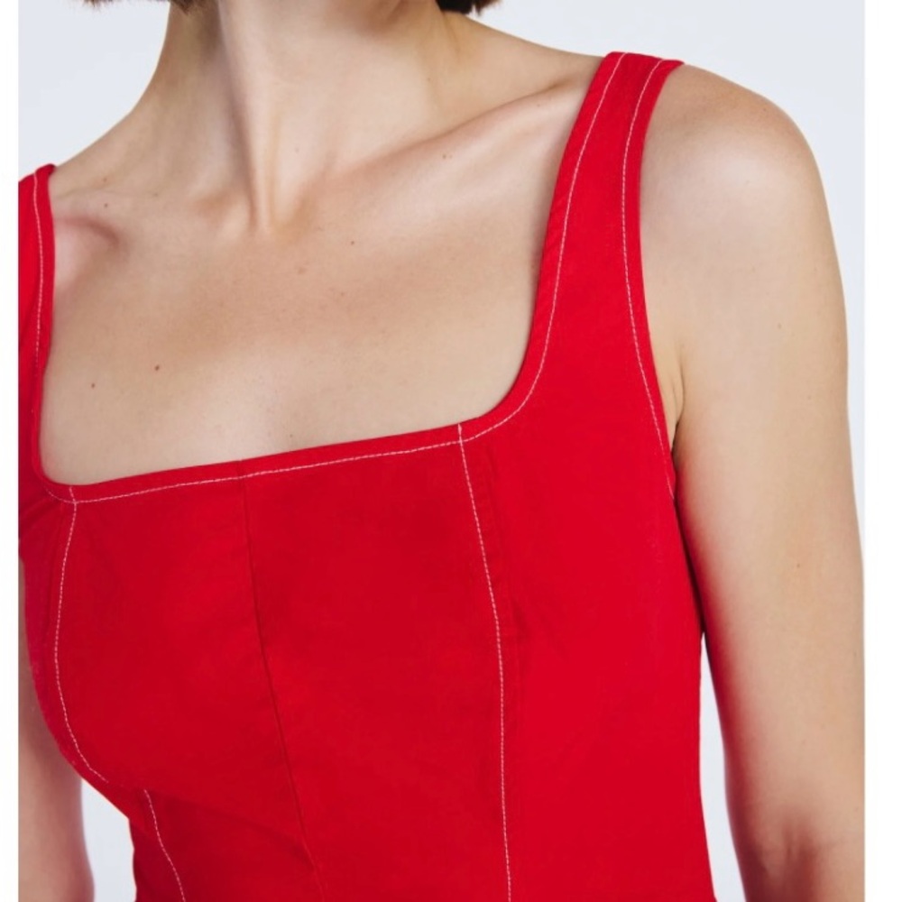 Red Square-Neck Midi Dress - Picture 3 of 4